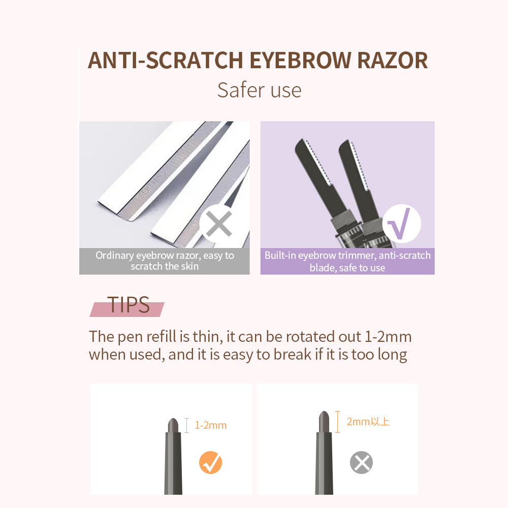 Eyebrow Razor, Pencil, and Brush with Refill: 3-in-1 Eyebrow Kit