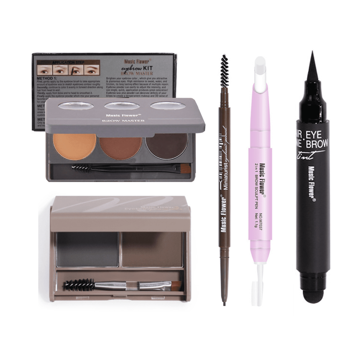 5pcs Eyebrow Set-Power, Pencil, Gel, Liquid, Wax