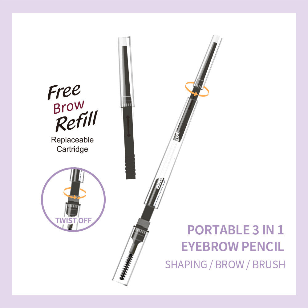 Eyebrow Razor, Pencil, and Brush with Refill: 3-in-1 Eyebrow Kit