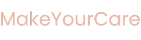 MakeYourCare brand logo, 280x80 pixels, in rose gold letters