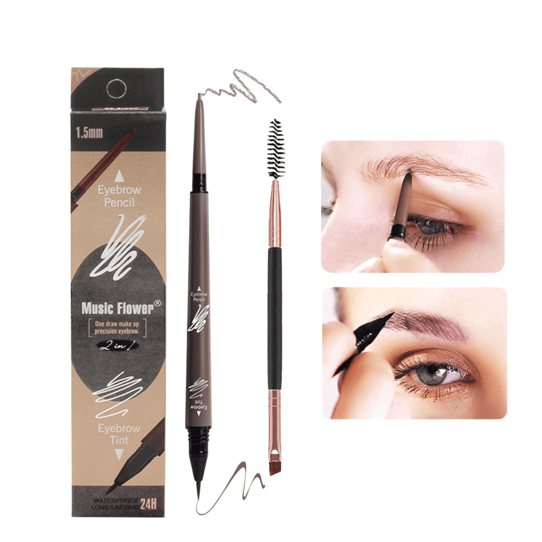 Dual-End Waterproof Eyebrow Pencil and Tint