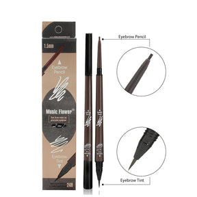 Music Flower Dual-End Eyebrow Pencil and Tint in packaging showing pencil and tint tips