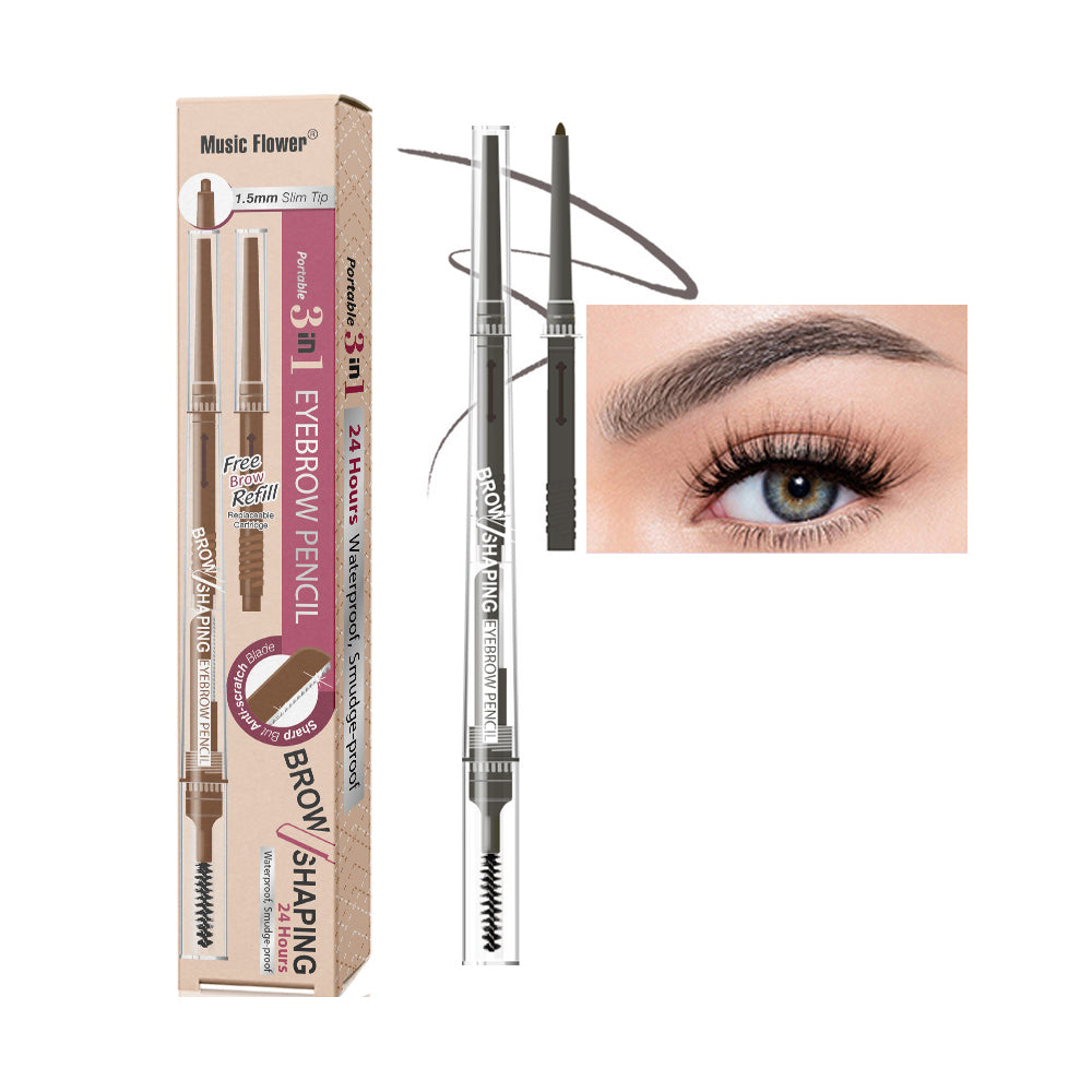 Eyebrow Razor, Pencil, and Brush with Refill: 3-in-1 Eyebrow Kit